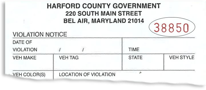 Picture of an example ticket showing the Ticket Number location